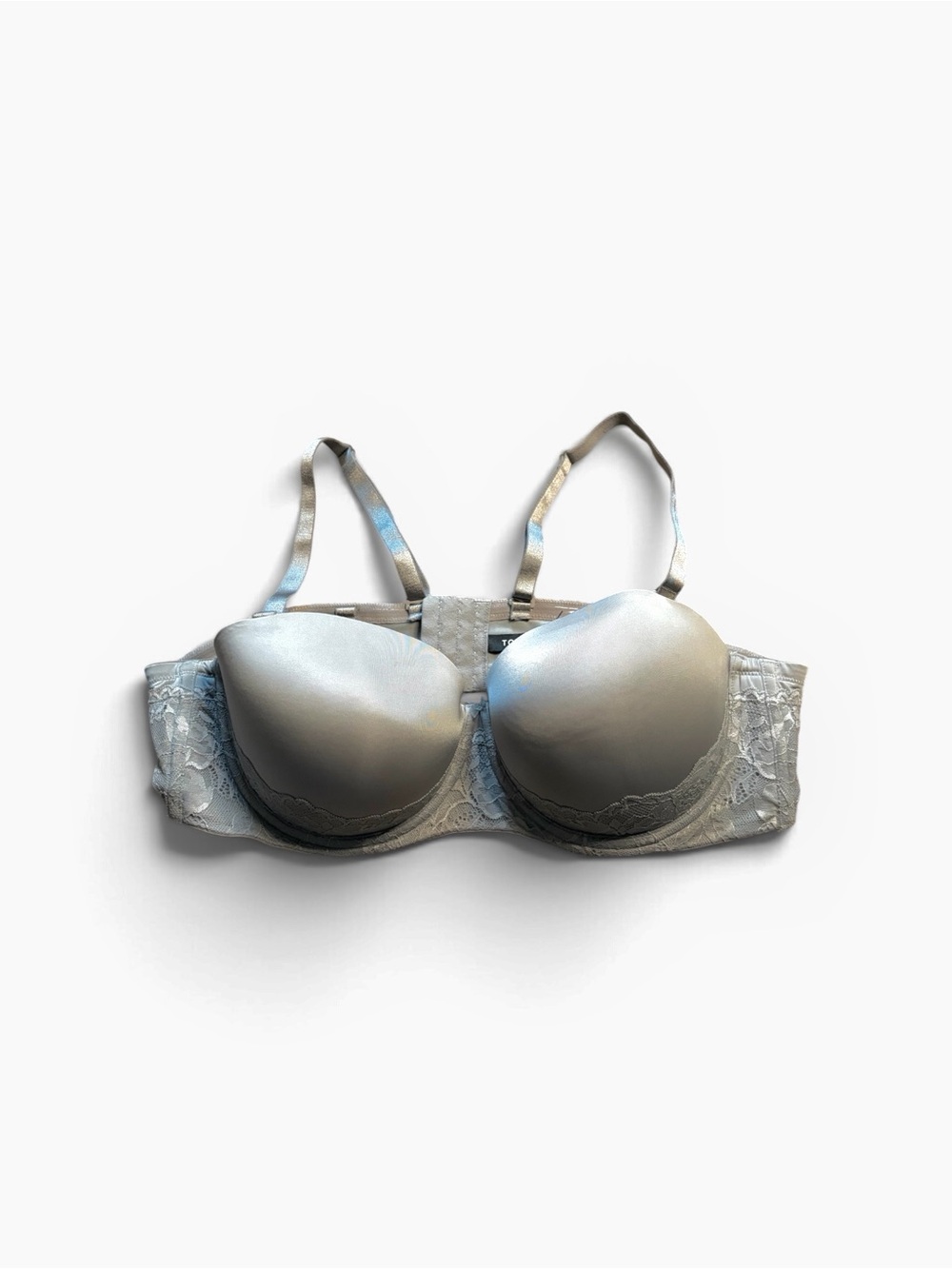 Torrid 46B Gray Lace Balconette Underwire Bra Padded
